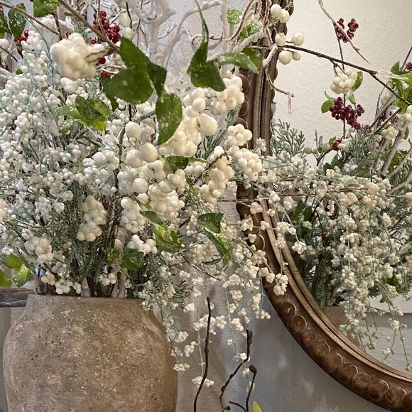 Bundle/4 Cedar Berry, Frosted Cedar Berry Spray, White, Glittered - Picture 2 of 13